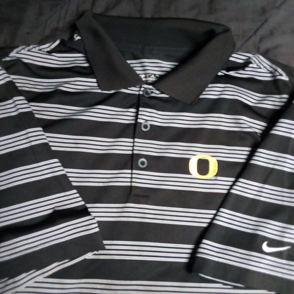 Nike Golf Tour Performance Dri-Fit Oregon Ducks Striped Polo Shirt